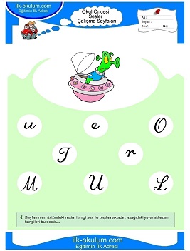 Çocuklar İçin U Sesi Çalışma Sayfaları 